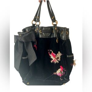 Juicy Couture unique Black Embroidered Women's Bag